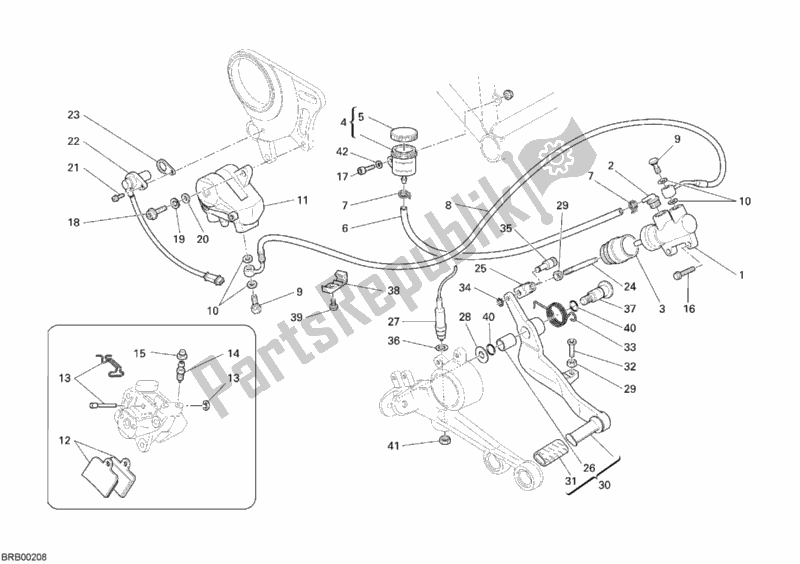 Todas las partes para Sistema De Freno Trasero de Ducati Monster S2R 1000 USA 2007